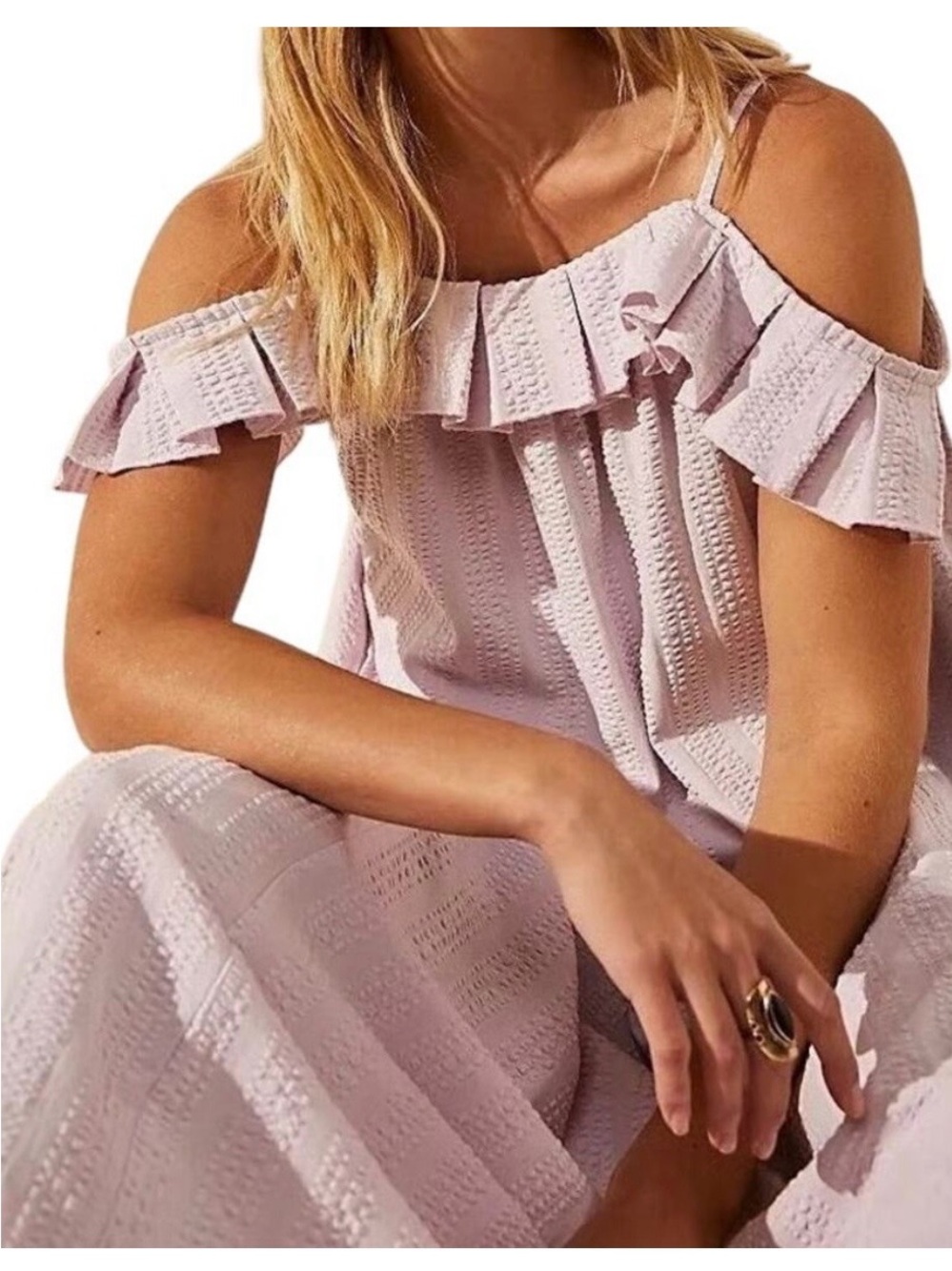 Free People Tamara Lilac Open Back Seersucker Midi/Maxi Dress - Picture 3 of 16